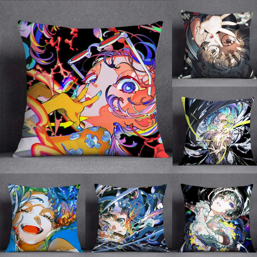 Aesthetic Art Yoneyama Mai Pillow Case Square Double-Sided Printing Short Plush Sofa Cushion Cover Bedroom Pillow