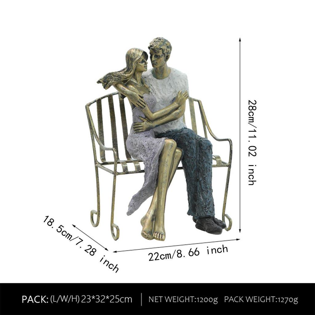 Escultura de figura de casal, estátua criativa de resina, ornamento de exibição de novidades, arte de decoração de mesa