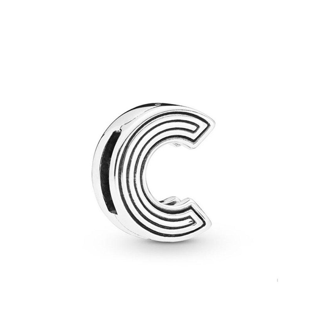European New Plated Copper 26 Letter Thin Clip Charm Bead Fit Original Bracelet Jewelry For Gift