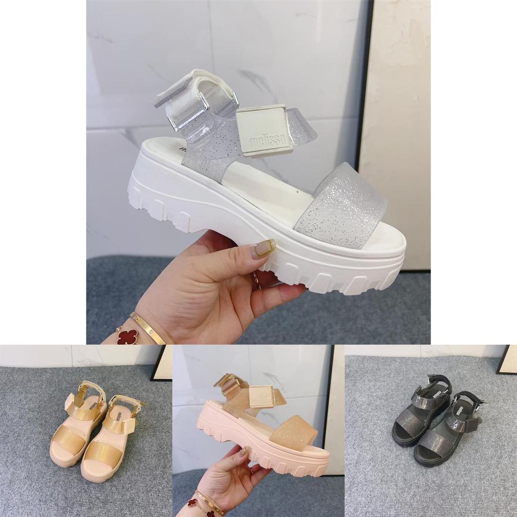 2023melissa Fashionable Melissa Women's Flat Sandals With Thick Soles Open Toe And Wide Straps