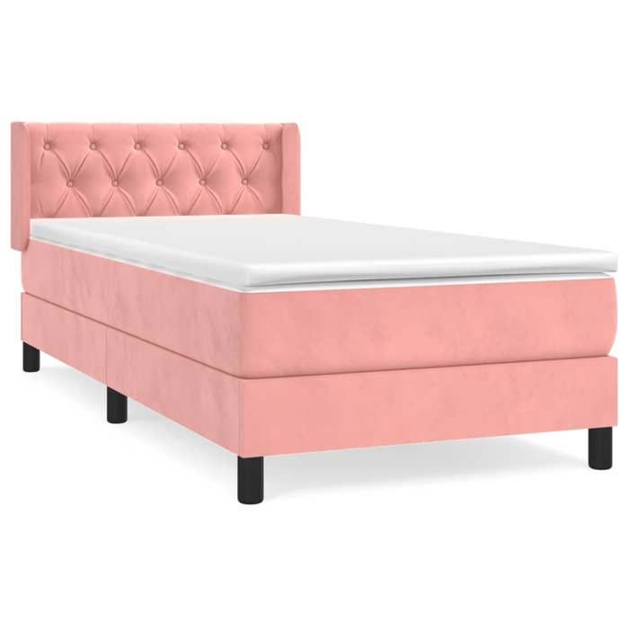 3131110 vidaXL Divan Bed and Mattress Pink 80x200 Cm Velvet