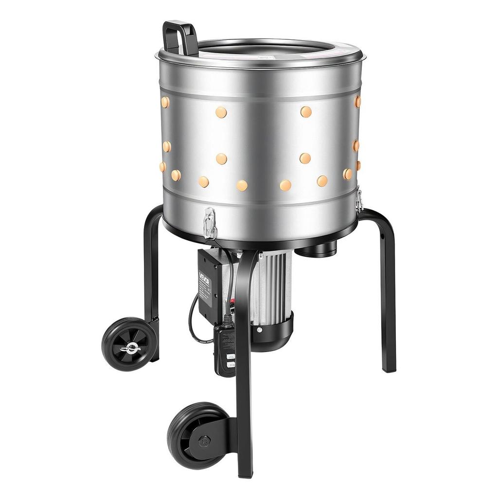 Chicken Plucker Machine, 400mm Drum, 500W & 230RPM Electric Chicken Plucking Machine with 114 Soft Fingers & Transport Wheels, Stainless Steel Feather