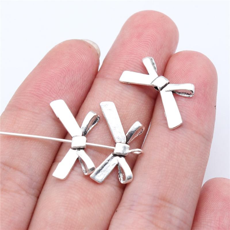 Butterfly Knot Small Hole Bead DIY Necklace Bracelet Pendant Alloy Jewelry Accessories