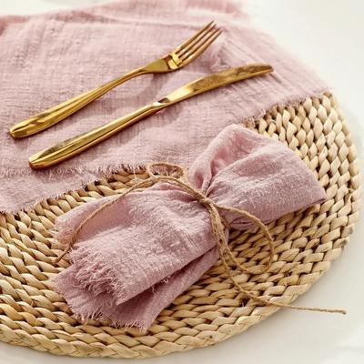 1pcs Cloth Napkins Cloth WashableTable Dinner Napkins Cloth Square Rustic Fringe Napkins for Hotel Christmas Dinner Table Decor