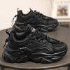 Men's shoes summer breathable 2025 new casual black sports shoes mesh thick sole heightening dad work labor insurance shoes
