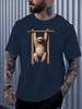 Unisexs Crew Neck Cotton T Shirt Hanging Sloth Wooden Frame Print Short Sleeve Lovely Animal Casual Street Fashion Daily Top