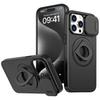 For iPhone 15 Pro Max Case PC+TPU Rotating Kickstand Phone Shell Compatible with MagSafe