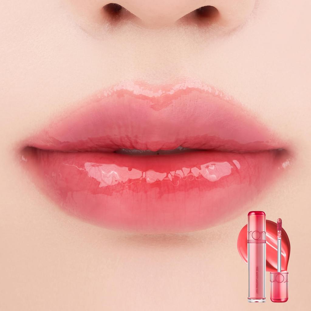 The Juicy Lasting Highly Korean Cosmetics Glossy Lip Tint Mystic The Rom&nd Tint, Pigmented, Long-Lasting Lipstick, (26 Peach, Juicy)