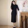 Black national style new Chinese long autumn long-sleeved cheongsam improved young women's high-end sense retro slim spring and autumn