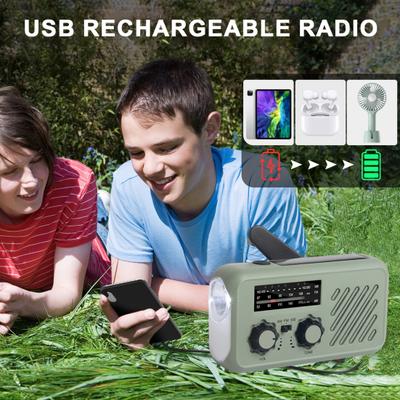 Emergency Radio with Flashlight Multi-functional Compact Portable SOS Alarm AM/FM Band Hand Crank Rechargeable Radio