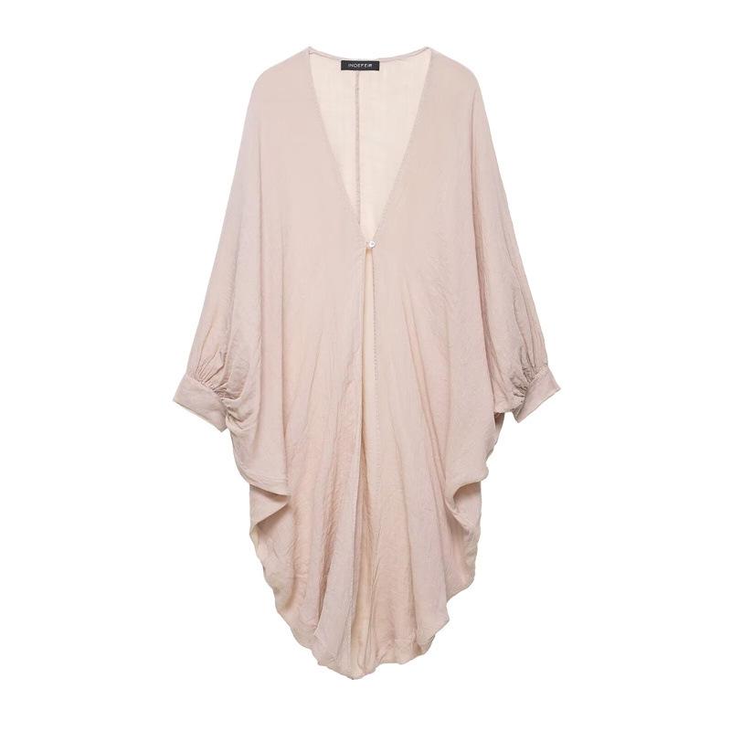 2025 Autumn European American Versatile Linen Long Top One Size