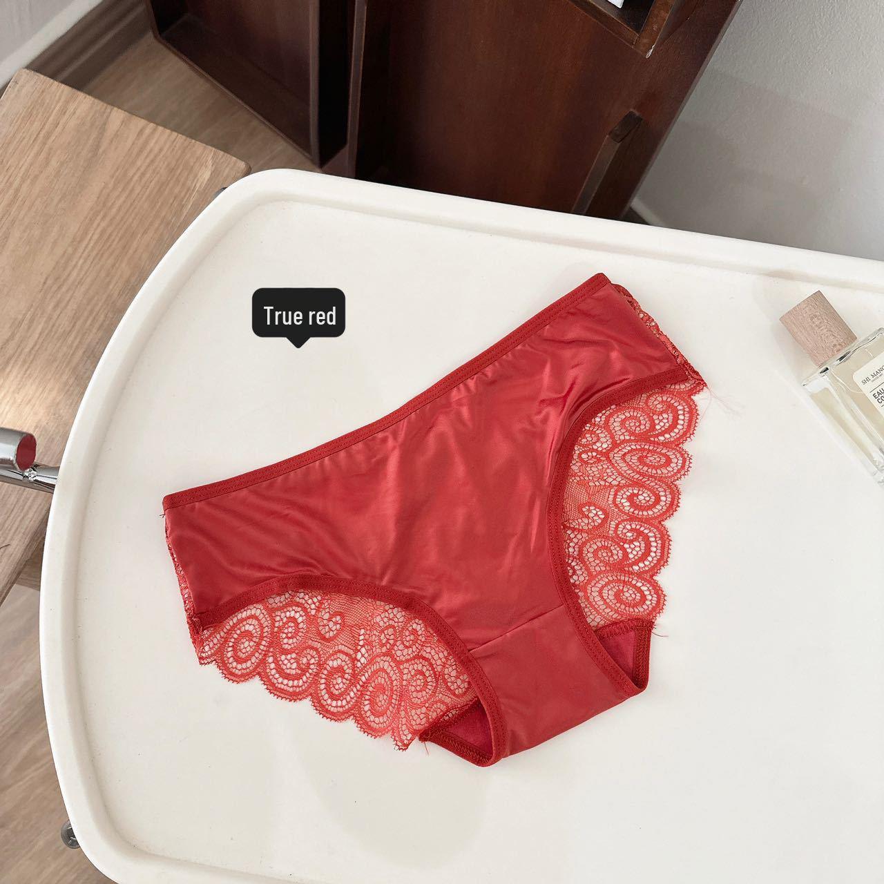 

Трусики-стринги из сатина и ледяного шелка с бантиком и треугольным вырезом - Женский горячий стиль 2025 XL (120-140 jin)