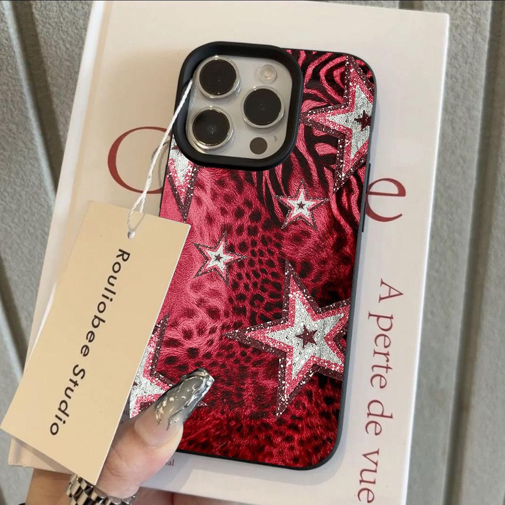 

HOT Luxury Red leopard print Star Lichee leather pattern Phone Case For Redmi A5 A3 A1 14C 13 12 12C 10 9 8 K60 Ultra Cover Redmi 8