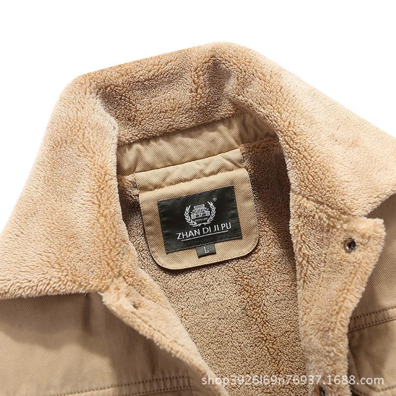 Giacca da uomo in cotone lavato, agnello e cashmere, calda con risvolto
