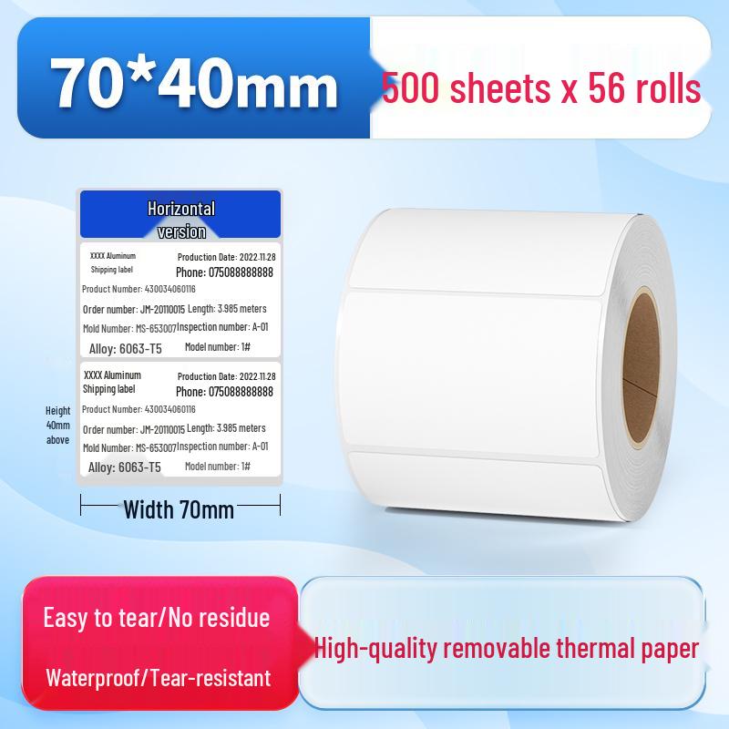 Waterproof Synthetic Thermal Label Paper 60x40 - Freezer Safe, Self-Adhesive, Durable