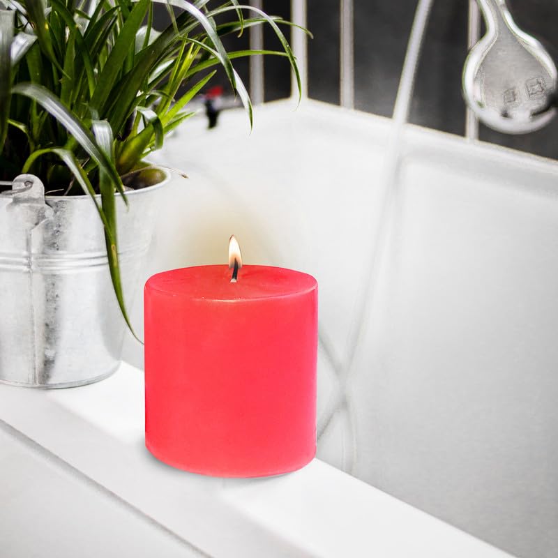 Paraffin Wax Scented Pillar Candles for Home Décor Smokeless & Dripless Candle (Rose - Red) Set of 3