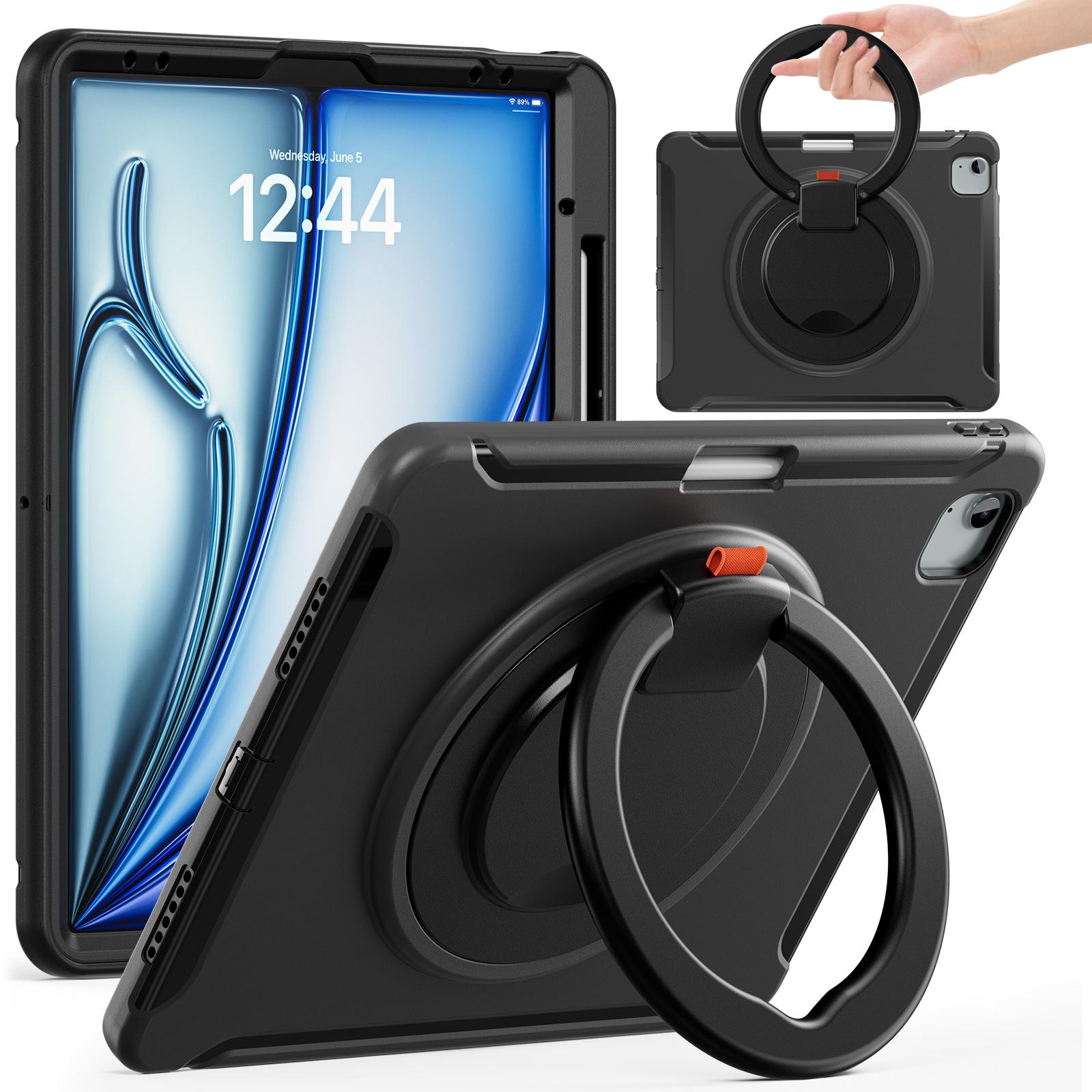 

Armor Case Universal For iPad Air 13 2026 M4 2025 M3 2024 M2 Pro 12.9 2018-2022 3rd 4th 5th 6th Gen. Rotating Stand Hybrid Cover iPad Air 13 2026 M4 чёрный