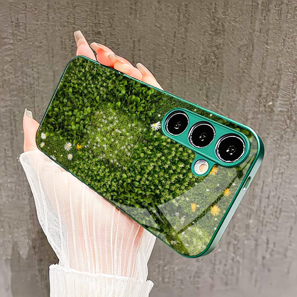 Flowers and plants Glass PhoneCase for Samsung Galaxy S26 S25 S24 S23 S22 FE Ultra Plus Built-in glass green Exquisite Nature