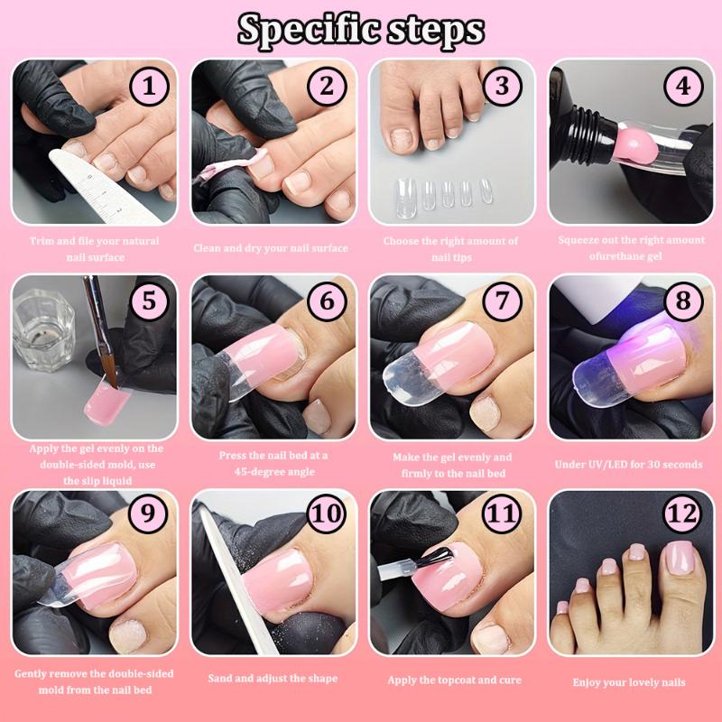 150 Pcs/Box Toe Dual Nail Forms For Poly Extension Gel Toenail Dual Forms Reusable Full Cover Molds Acrylic Top Forms 15 Sizes