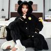 Women's Thickened Flannel Pajama Set - Coral Fleece Long Robe for Autumn/Winter