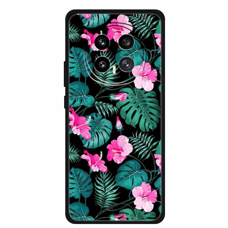 Phone Case For Honor Magic8 5G Soft TPU Black Silicone Cover For Honor Magic 8 2025 Case Coque Cartoon Flowers Protective Funda