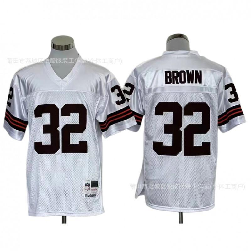Retro Rugby Jersey Brown Team 19 32 Embroidered Short Sleeve Unisex Adult T-Shirt Fall Winter