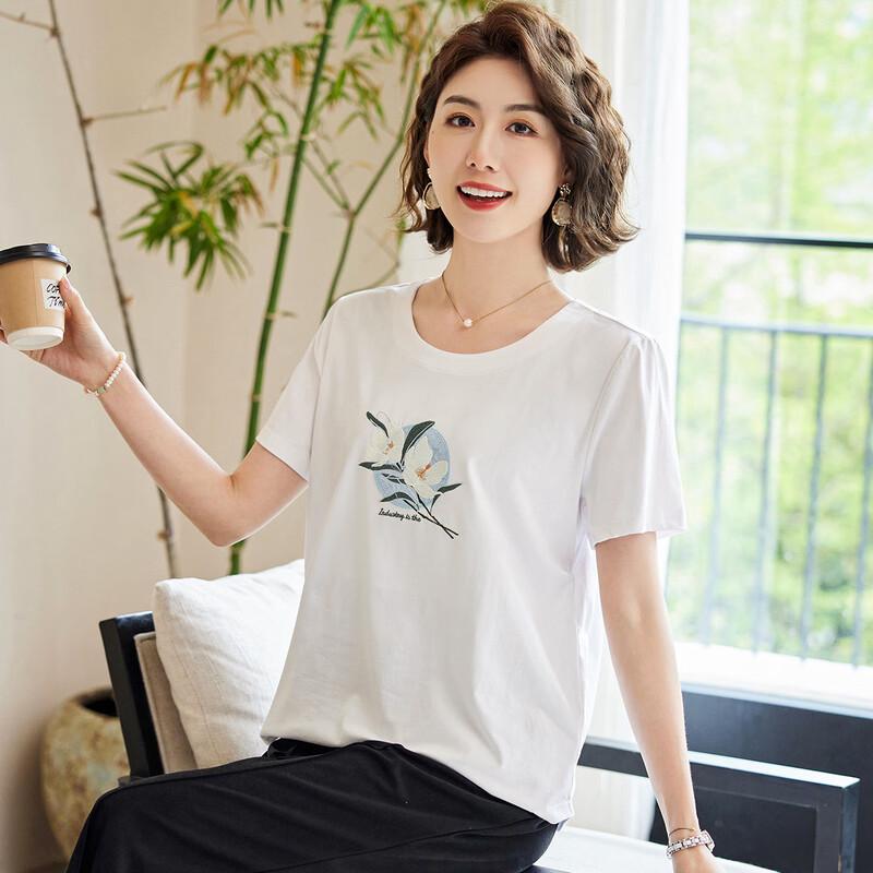 

Pa Si Te Summer Cotton Embroidered Short Sleeve T-Shirt 3XL