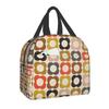 Pink Grey Gold Geometric Abstract Pattern Insulated Lunch Bag for Women Geometry Portable Thermal Cooler Food Lunch Box for Work