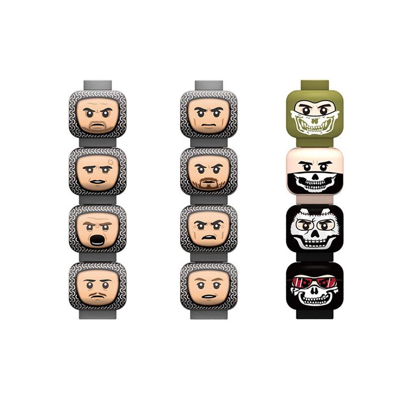 MOC Miasto Halloween Akcesoria Wyraz twarzy Klocki Budowlane Głowa z raną Czoło Scena grozy Duch Szkielet Cegły Przyjaciele Zabawki Prezent