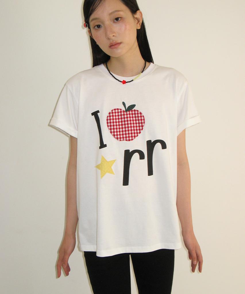 RONRON I Rr Applique Basic Fit T Shirt White