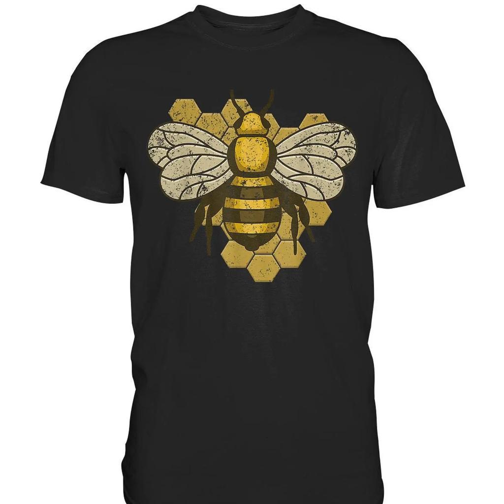 Bee Honeycomb Beekeeper Beekeeping Apiculture T Shirt Premium Vintage Washed Homme Streetwear Versatile Soft Fashion Stylish