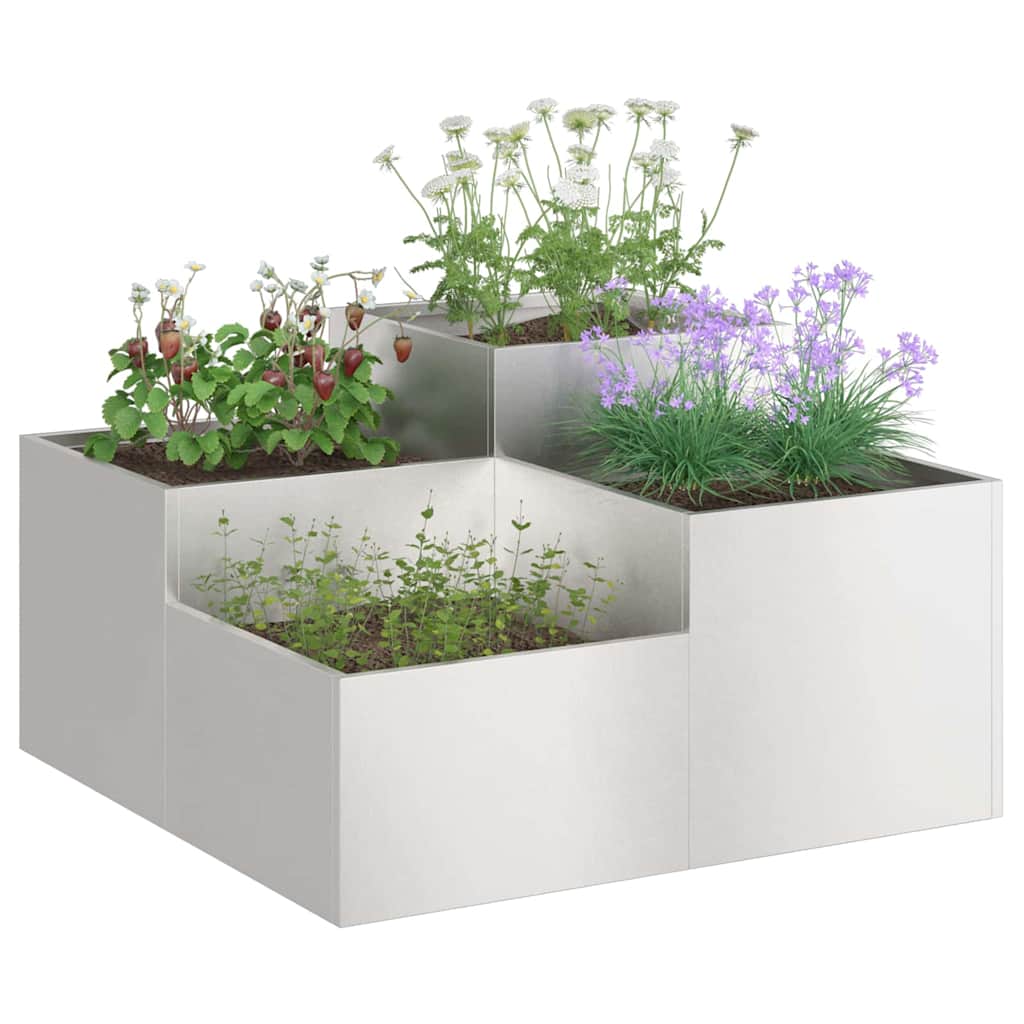 Garden Planter Silver 80 X 80 X 48 Cm Stainless Steel