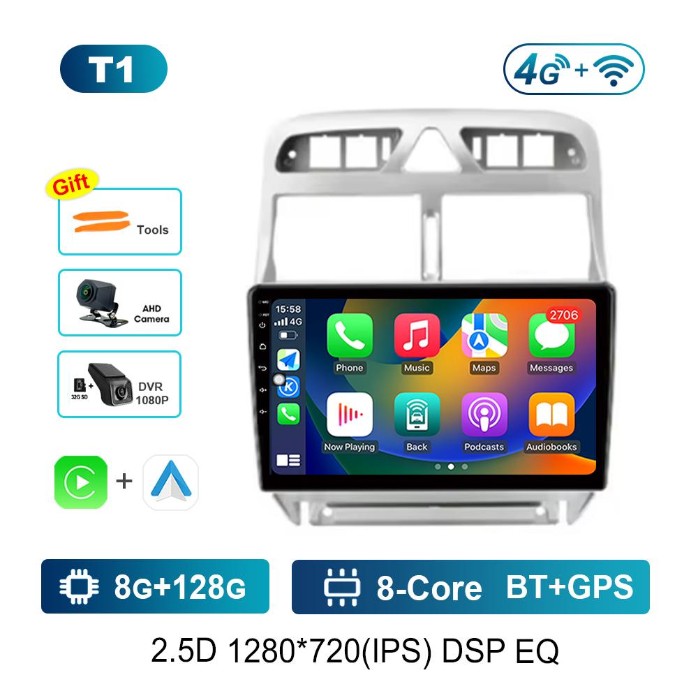 9 Inch Car Radio Multimedia Player Android for Peugeot 307 307CC 307SW 2004 - 2013 GPS 4G Carplay BT Split Screen Auto Tools