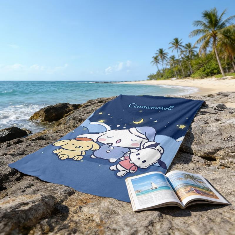 1pc Sanrio Cinnamoroll4 Beach Towel, Beach and Seaside Swimming Pool Equipment, Fashion Pattern, Rectangular, Travel Essentials