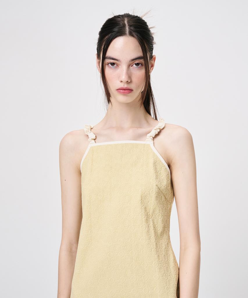 Etmont Slip Floral Jacquard Mini Dress, Yellow
