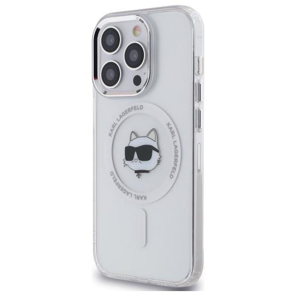 Karl Lagerfeld Klhmp14Lhlschh Iphone 14  Pro 6.1 Biały/White Hardcase Iml Metal Choupette Head Magsafe