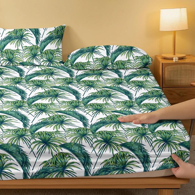 1 Lenzuolo con Angoli Matto Stampato a Fiori Pianta Semplice Moderno, Copriletto Stampato per Camera da Letto, Biancheria da Letto (Federe escluse)