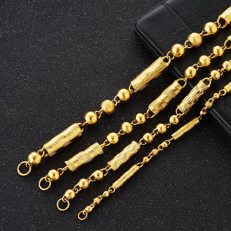 Men's Cylindrical Gold Necklace, Domineering Vietnamese Sand Gold Necklace, Simulated Gold-plated Necklace Gift