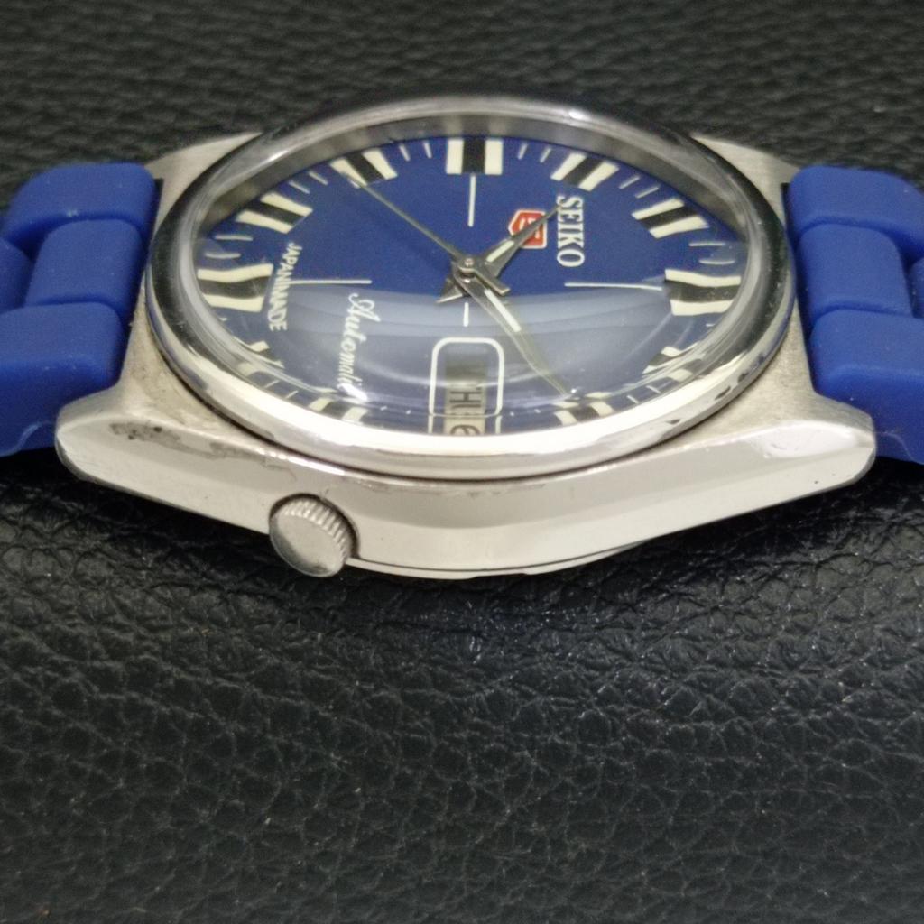 JAPAN VINTAGE SEIKO 5 AUTOMATIC 7009A MENS BLUE COLOR DIAL WATCH a702106-5 R208-a702106