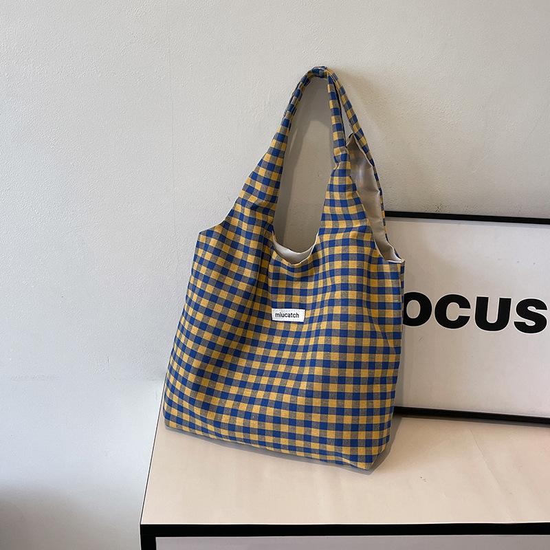 Fashion large-capacity armpit bag women's spring and summer bag new plaid tote bag shoulder bag
