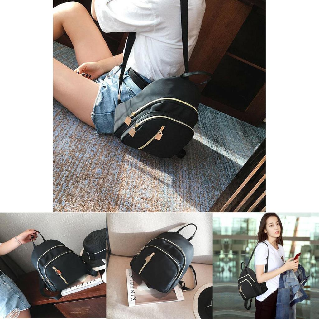 Stylish Women's Urban Chic Nylon Backpack Black Waterproof Lightweight Design