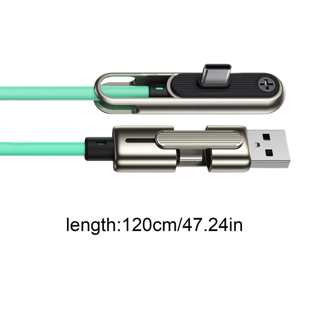 

Кабель для быстрой зарядки 240 В со скрытым держателем USB-A/C на Type-C Двухголовый кабель для зарядки Боковой кабель для зарядки телефона синий