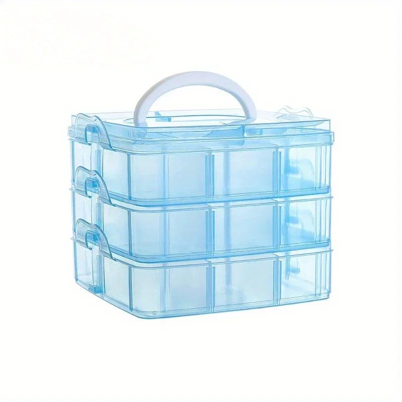 3-layer 18 Grid Transparent Jewelry and Toy Storage Box, Jewelry Earrings, Rings, LEGO Toy Organizer Box