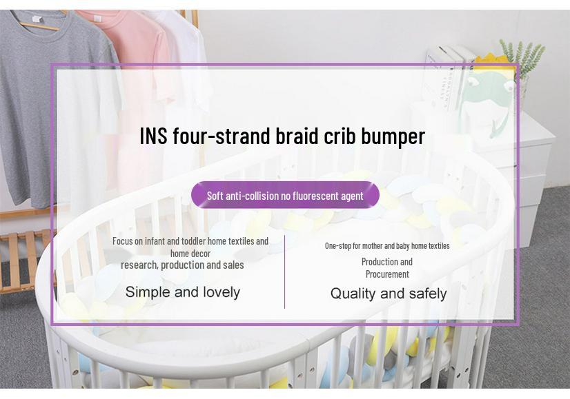 Hand-Woven Anti-Collision Crib Bumper - Soft, Knotted, Twist Design for Infant Safety