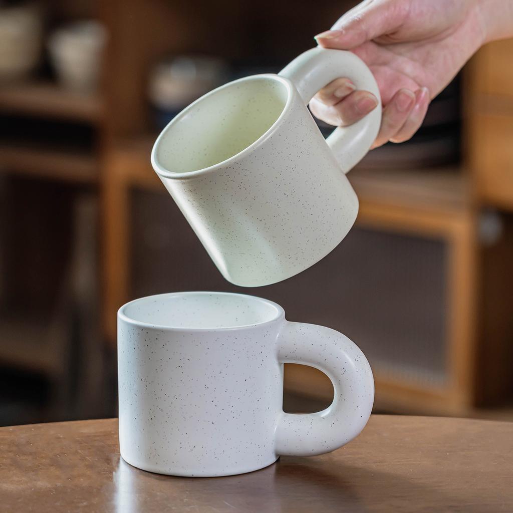 Creative Mug Thick Handle Ceramic Cup Breakfast Cup Sesame Glaze High Value Water Cup Home Office Coffee Cup
