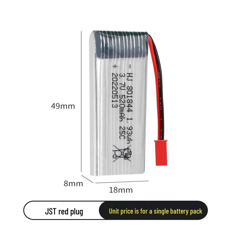 3.7V 520mAh Lithium Battery for H107P Model Aircraft and Remote Control Quadcopter 801844 Drone Accessories