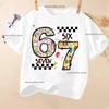 Summer Short Sleeve 67 Six Seven Kid T-Shirt Funny Round Neck Cute Tee Boy Girl Tops Casual Fashion Polyester Children's T-Shirt