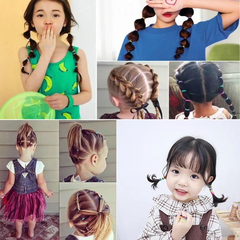 1500PCS Girls Colorful Small Disposable Rubber Band Hair Ties Headband Children Ponytail Holder Bands Kids Hair Accessories