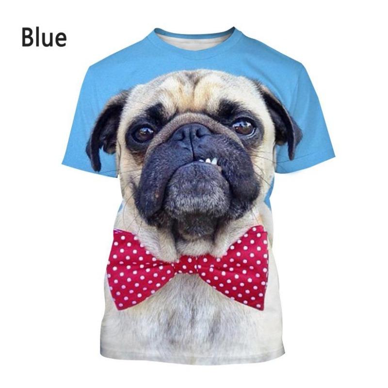 New Fashion Pug Dog 3D-Printed T-shirt Men s and Women s Summer Casual Short Sleeve Dog Shirt Top S