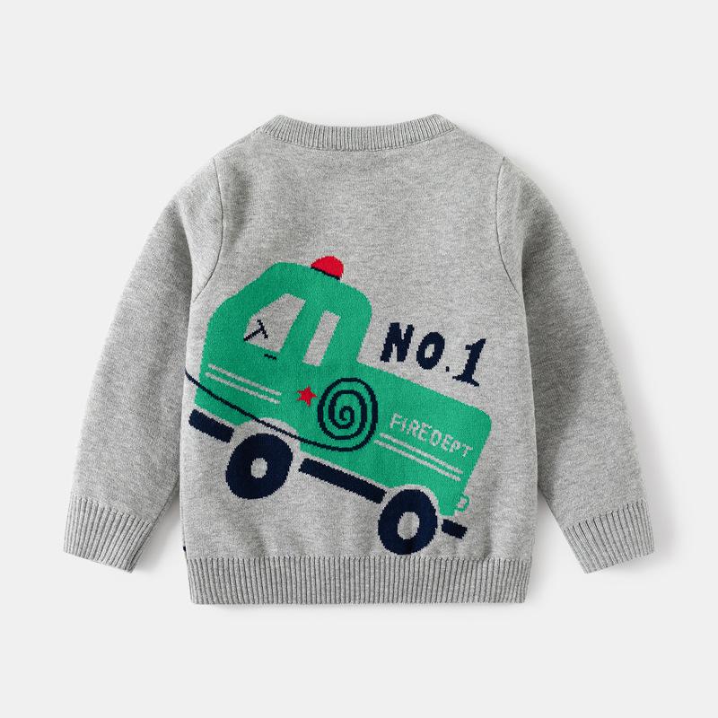 Autumn and Winter New Children's Clothing Boys Double-layer Cotton Thread Pullover Sweater Children's Ignition Dinosaur Jacquard Knitted Thread
